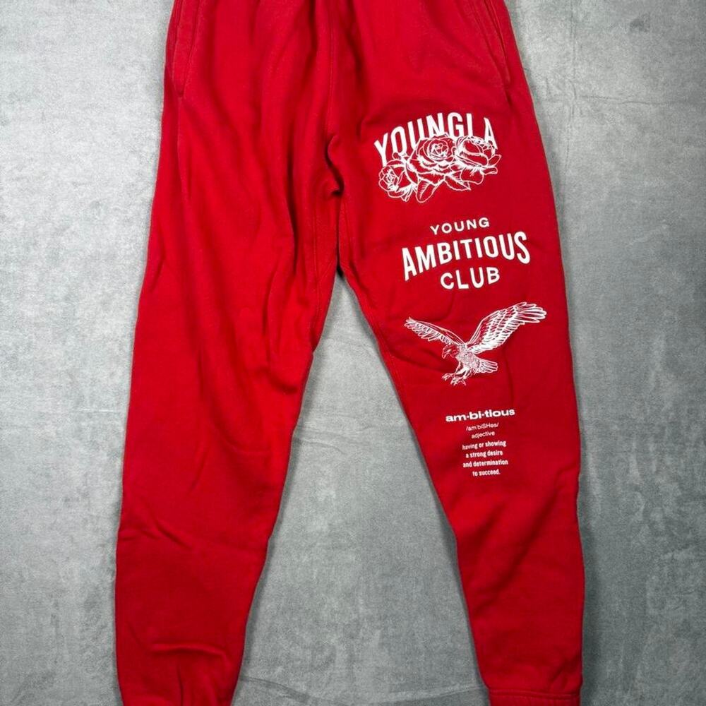 YoungLA Gym 100% cott red sweat pants size medium